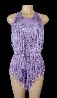Sparkly Rhinestones Fringes Leotard Women Nightclub Party Outfit Dance Costume One-piece Stage Wear Sexy Performance Bodysuit