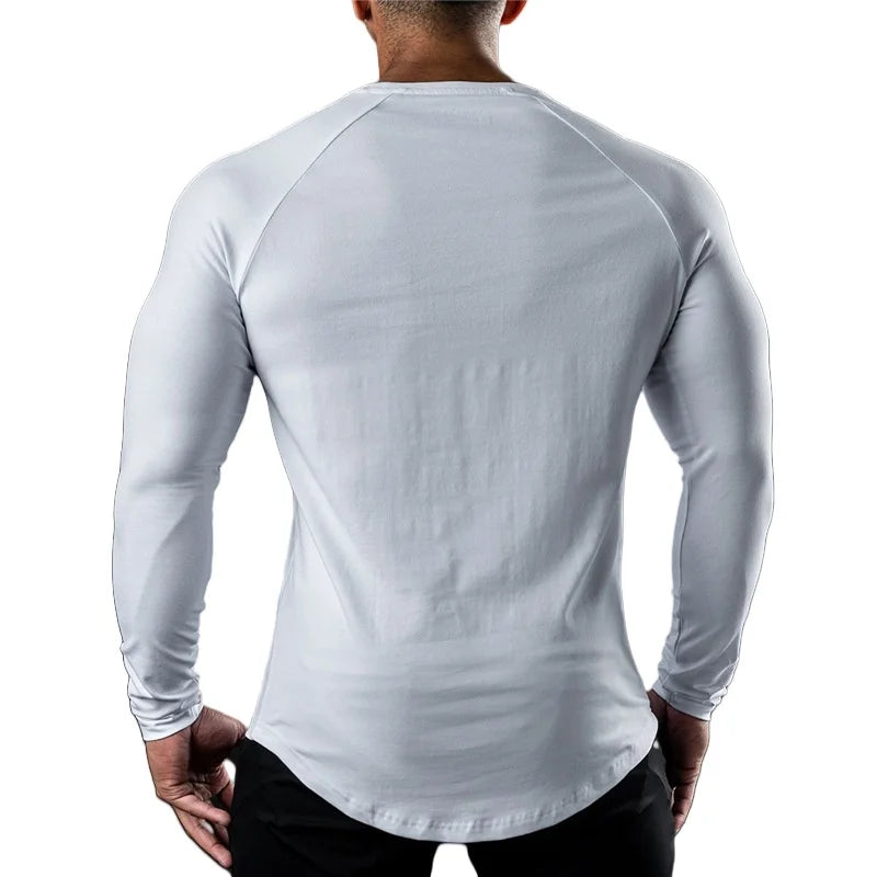 Mens T Shirts Casual Round Neck Long Sleeve Cotton Moisture Wicking Tees Tanks White Black Undershirts Loose Fit Tshirts for Men