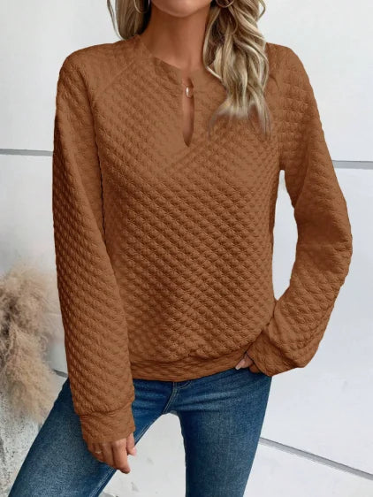 Women Sweatshirt 2025 Spring Autumn Latest Fashion Solid Color Deep V-Neck Pullover Long Sleeved Casual Hoodie Loose Sporty Top