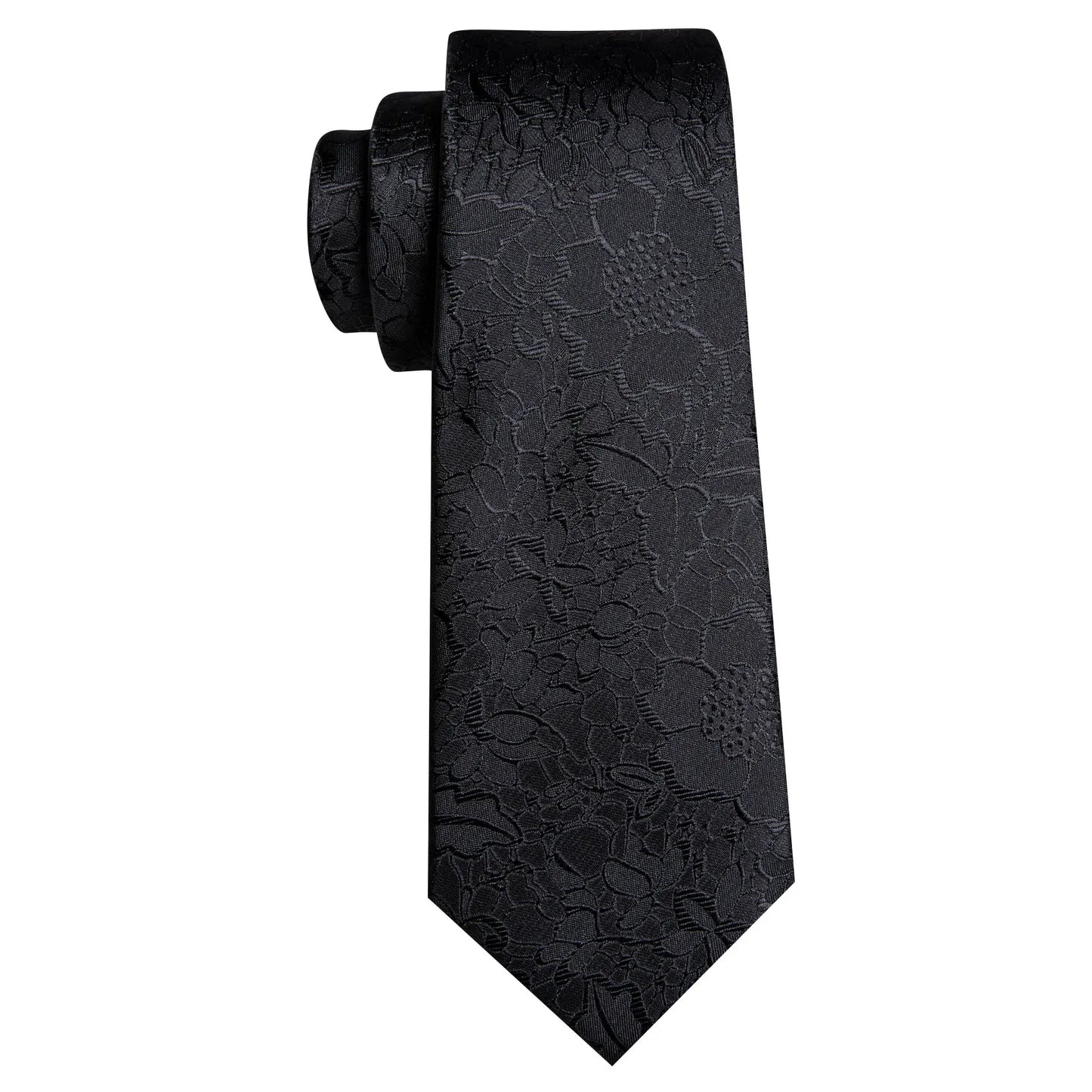 Barry.Wang Black White Gray Silver Men Tie Handkerchief Cufflinks Set Jacquard Necktie for Male Wedding Business Party Gift