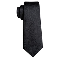 Barry.Wang Black White Gray Silver Men Tie Handkerchief Cufflinks Set Jacquard Necktie for Male Wedding Business Party Gift