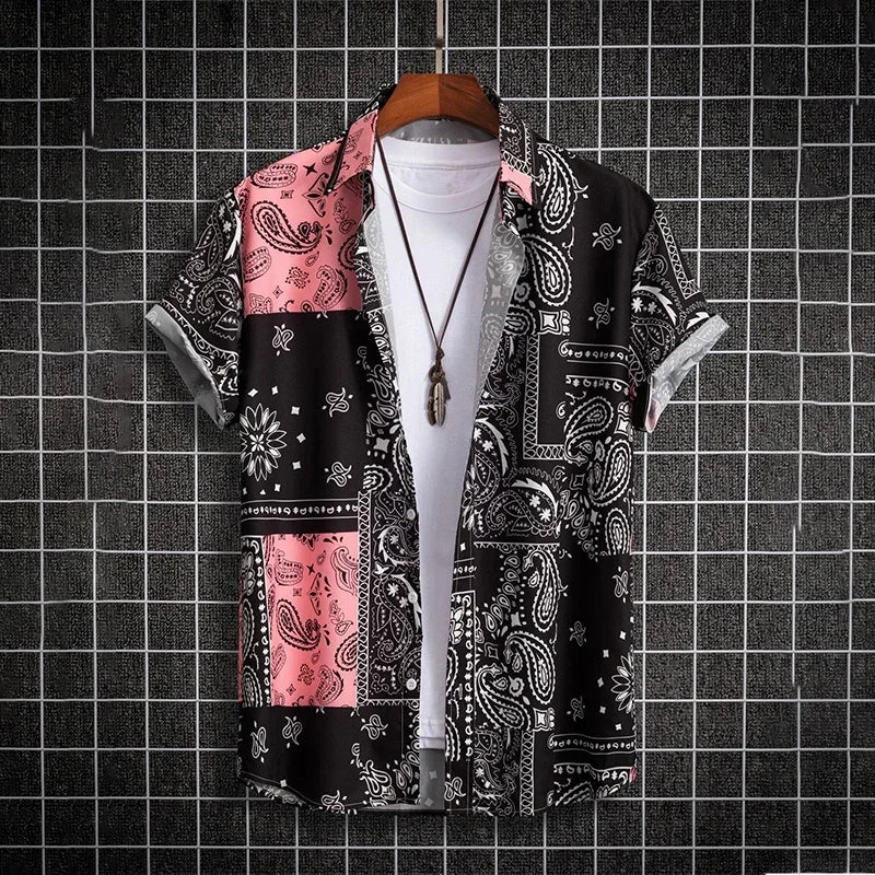 Summer 3d graffiti print shirt Casual fashion business men Hawaiian shirt Women Holiday button shirt ropa de hombre