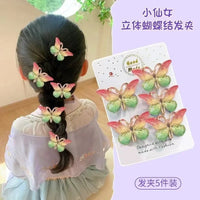 5pcs/set Butterfly Hair Clips Sweet Women Gradient Small Hairpins Mini Baby Girls Cute Colors Barrette Headwear Hair Accessories