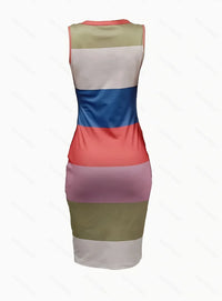 Elegant women's tank top dress | Round neckline with printed pattern, suitable for all seasons, cut to fit, machine washable