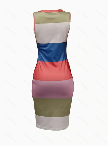 Elegant women's tank top dress | Round neckline with printed pattern, suitable for all seasons, cut to fit, machine washable