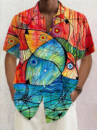 New Hawaii Spring/Summer Fashion Leisure Street Walk Tourist Beach Printed Full Open Short Sleeve Button Shirt, Quick Shipping