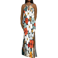 Halter Water Drop Floor-Length Dress For Polynesian Ladies Custom-Made Floral Pattern Evening Dress Stunning Summer Dress