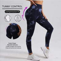 WAREBALL New Fashion Tie Dye Yoga Pants Gym Leggings Women Seamless High Waist Push Up Sport Tights Fitness Workout Leggins