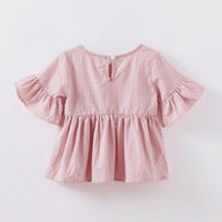 Baby Kids Girls Retro Blouse Flare Sleeve O-Neck Tops Shirt Party Ruffles Blouses Cotton Tops New Summer Cute Loose Toddler 0-4Y