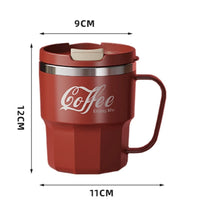 400ml 304 Stainless Steel Coffee Cup Mug with Lid Double-Wall Insulated Cup with Handle & Lid Heat-resistant Drinkware