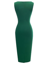 Nice-Forever Solid Color Elegant Work Office Dresses Business Formal Party Bodycon Sheath Women Dress B584