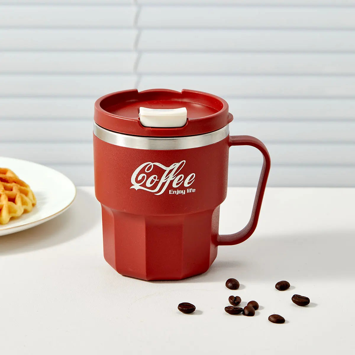 WORTHBUY Insulated Cup 304 Stainless Steel Double Layer Coffee Cup With Handle Portable Leak-proof Thermal Water Cup For Student