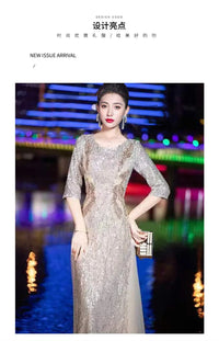 Evening Gown High-end Banquet Niche Light Luxury Host Steel Companion Conductor Choir Performance Costume Women's Long Dress WLF