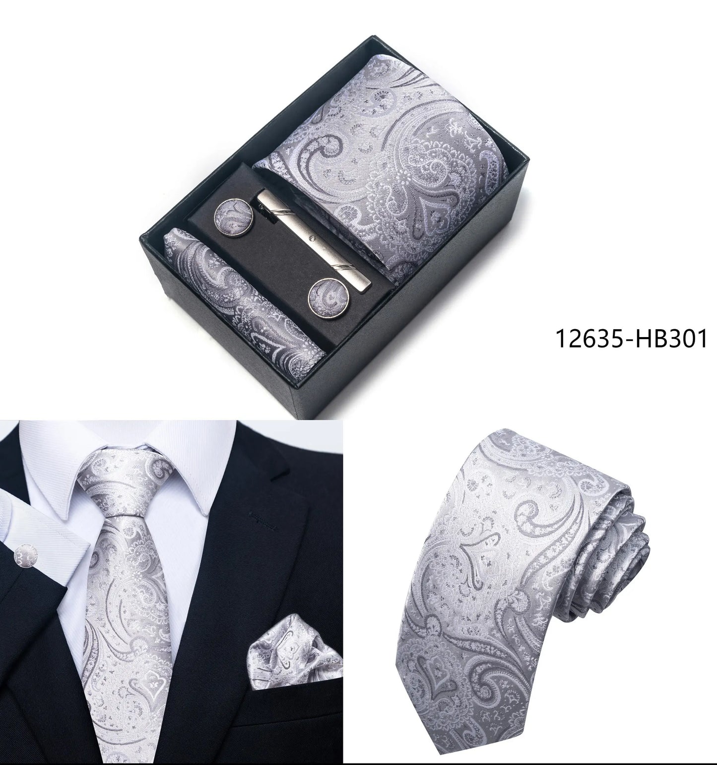 2025 New Design Fashion Brown Paisley Tie Handkerchief Cufflink Set For Men Necktie Clothing Accessories Birthday Present