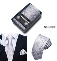 2025 New Design Fashion Brown Paisley Tie Handkerchief Cufflink Set For Men Necktie Clothing Accessories Birthday Present