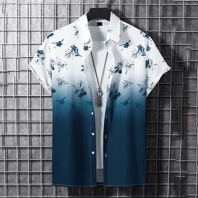 Summer 3d graffiti print shirt Casual fashion business men Hawaiian shirt Women Holiday button shirt ropa de hombre