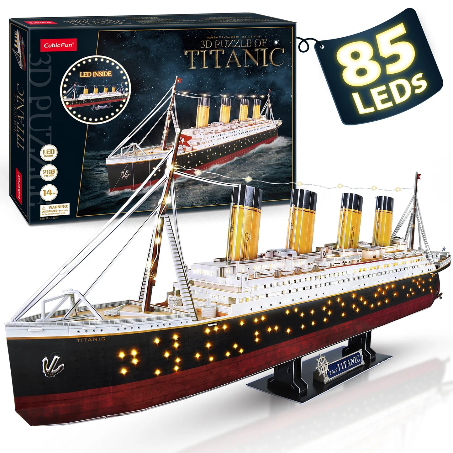 CubicFun 3D Puzzles Ship from PL/US/RU LED Flying Dutchman Pirate Ship Model Queen Anne Revenge Sailboat Titanic Ship Jigsaw