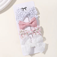 4PCS/Set Muslin Baby Girls Bows Hair Clips Hairpins Hairclip For Kids Cotton Linen Barrette Flower Print Side Pin Accessories