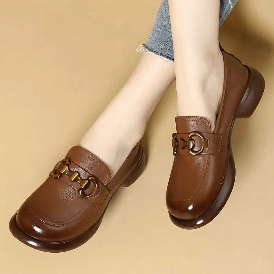 Shoes For Women Black Round Toe Woman Pumps Loafers Platform Luxury Leather Casual Summer Sale 2025 Style Designer Luxury Trend