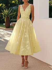 Summer Elegant Evening Party Dress 2025 Sexy V-neck Sleeveless Lace-up Chic Pleated Dresses Boho Womens A-Line Prom Dress Robe