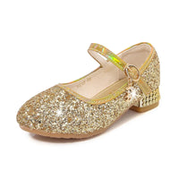 Zhongda Girls' Fashion Show Crystal Shoe New Versatile Mary Jane Fashion Sequins Walk Princess Shoe School Shoes for Kid Girls