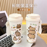 Cartoon Capybara Insulated Stainless Steel Mug High Quality Coffee Cup kapibara Portable Water Cup Vehicle-mounted Bottle