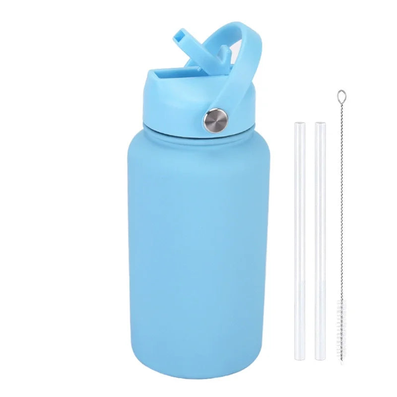 PuraCool Custom Water Bottle 650ml/22oz Insulated Thermos Personalized Tumbler Flask with Straw