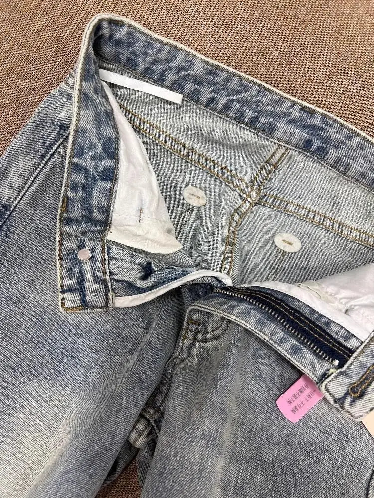 Baggy Jeans Women Clothing Street Retro Washing and Aging Ripped Jeans for Women Casual Wide-leg High Waisted Jeans Woman Pants