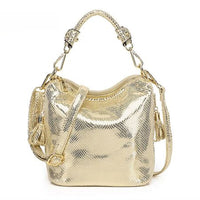 Luxury PU Handbags For Women New Summer Lady Shiny Coating Bucket Shoulder Bags Fashion Metalic Gold Silver Handbag