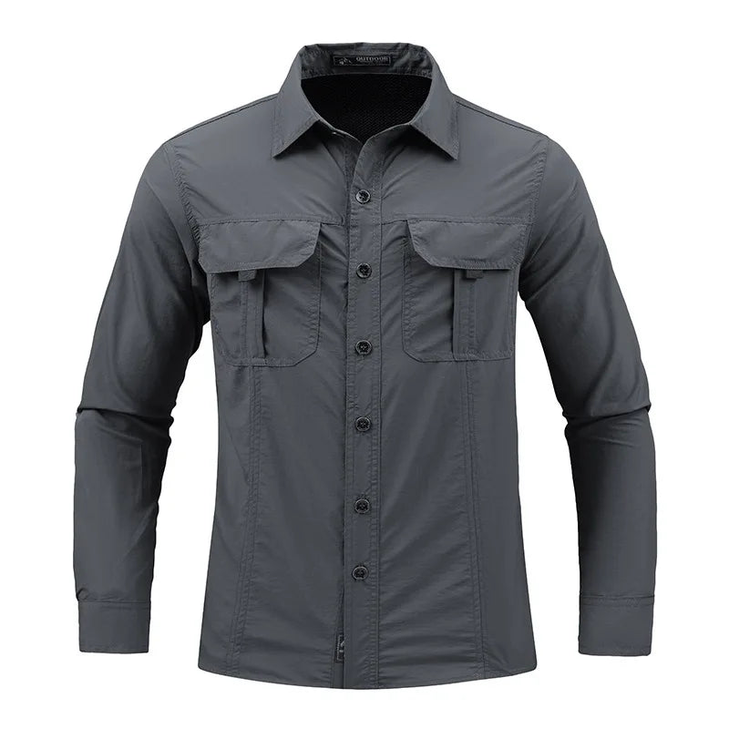 2023 New Mens Military Shirt Men Short Sleeve Cargo Shirts 100% Cotton Casual Solid Shirt Male Pocket Work Shirt