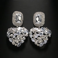 Stonefans Shiny Rhinestone Heart Dangle Earrings Luxury for Women Fashion Jewelry Square Earrings Statement 2024 Designer Y2k