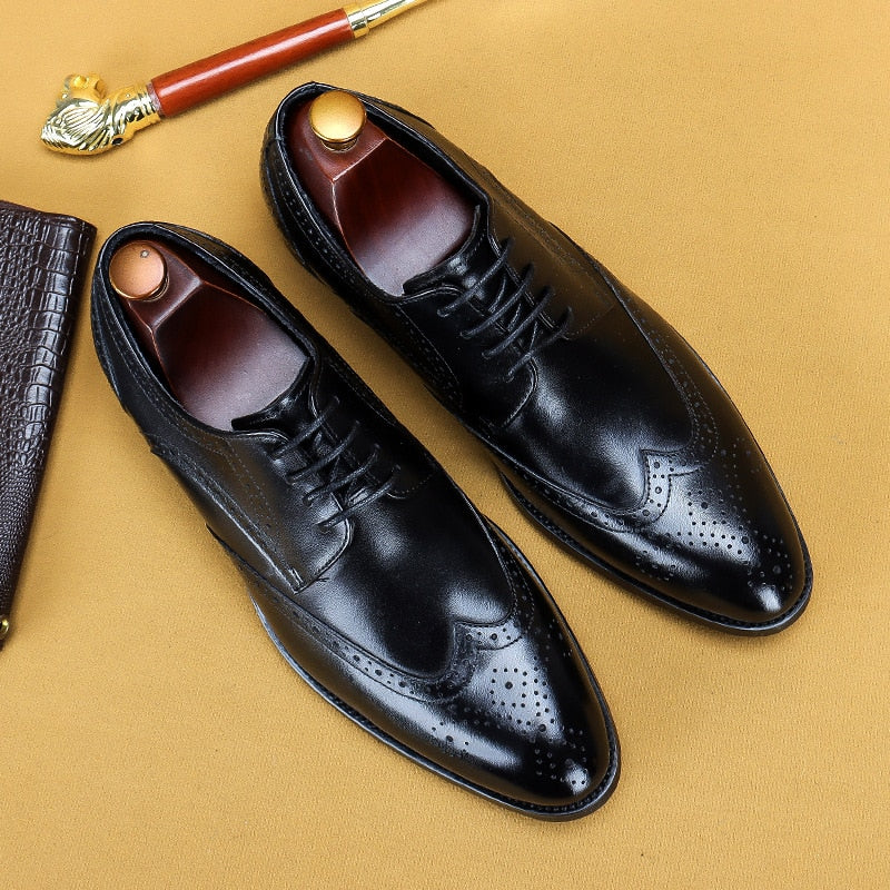 Desai 2022 New Men Dress Handmade Shoes Genuine Leather Male Oxford Italian Classic Vintage Lace-up Men&#39;s Brogue Shoes Oxford