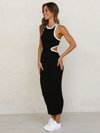 Summer Sexy Knited Bodycon Maxi Dress Sleeveless Backless Hollow Women's Long Dresses Party Evening Club Vestidos