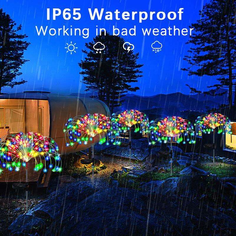 1/2/4pcs Solar Firework Fairy Light 8 Modes Outdoor Garden Decor Pathway Lights Waterproof Yard Lawn Patio Landscape Decor Light
