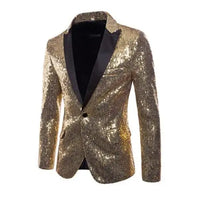 Shiny Sequin Men's Suit Jacket, Stage Performance Coat, White Silver Blue Red Purple Blazers V-neck Single Button S M L XL XXL