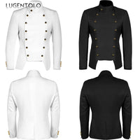 Men Gothic Blazer Double-breasted Korean Punk Small Suits New Casual Jacket Fashion Slim Gentleman Party Solid 2024 Clothing