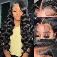 13x6 13x4 Body Wave Human Hair Frontal Wigs 40 Inch Hd Transparent Lace Front Wig Black Women 210 Density Pre Plucked Lace Wigs