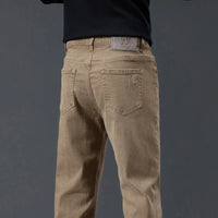 Male Brand Jeans Clothing Light Luxury Stretch Looes Fit Pants Comfortable Soft Business Fashion Straight Casual Denim Trousers