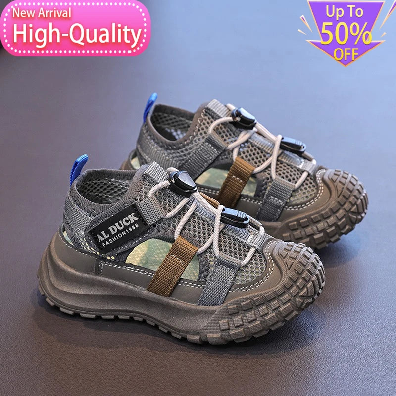 Spring New Mesh Breathable Childrens Sports Shoes Versatile Simple Campus Running Shoes Fashionable Foot Protection Casual Shoes