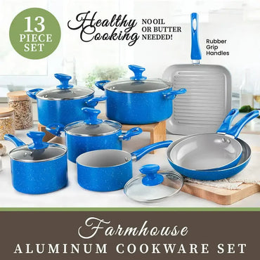 Diamond Farmhouse 13 Piece Pots and Pans Set, Nonstick Cookware Set