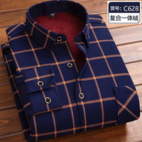 Autumn and Winter Men's Long-sleeved Fleece Shirt Thermal Shirt Plaid Jacket Clothes Men's Clothing Streetwear Men Shirts