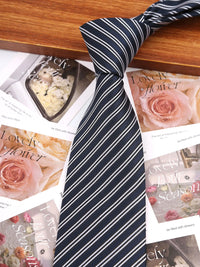7.5/8CM Man Thin Tie Striped Necktie Men Business Formal Wedding Tie Navy Blue Black Neck Ties Fashion Shirt Necktie Accessories
