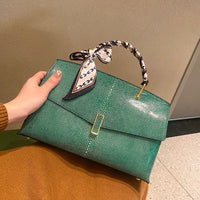 Pearl Fish Leather Pattern Women Handbags Luxury Fashion Lady Shell Bag Cowhide Shoulder Messenger Bag Portable Women's Tote Bag