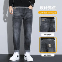 Jeans Spring and Autumn Fashion Jeans Men's Embroidery Elastic Slim Jeanadult Gentleman Comfortable Loose Senior High-end Man