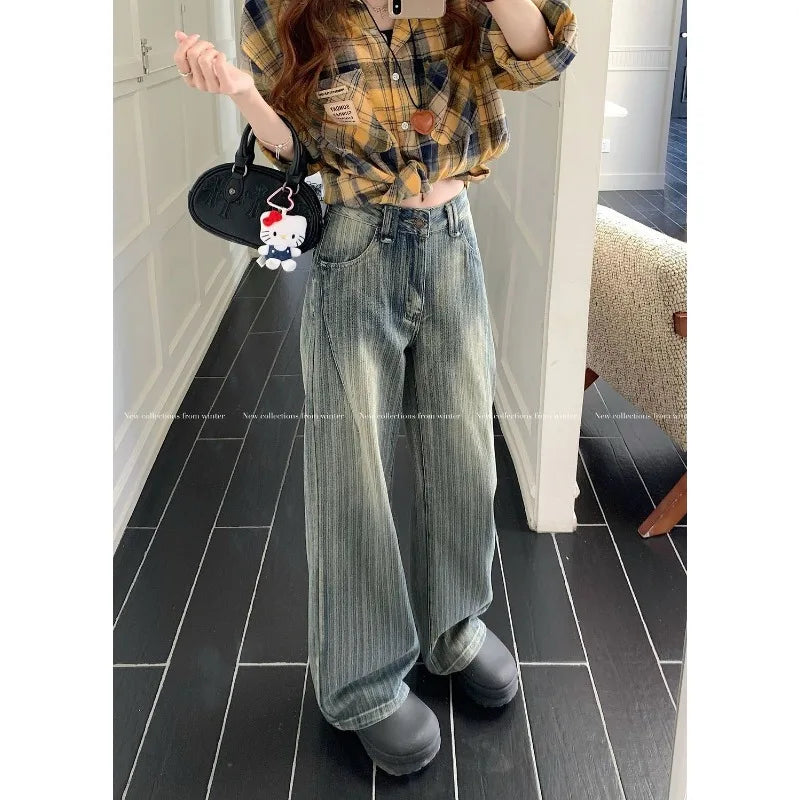 Casual Loose Jeans Wide Leg Flared Trousers High Waist Comfort Stretch Denim Pants for Women Fashion Trend  Women's jeans