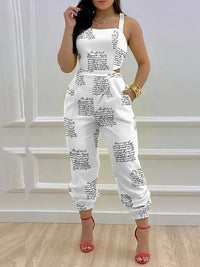 Elegant Jumpsuit Women Summer 2023 Fashion Butterfly Print Crisscross Lace Up Details Backless Long Jumpsuit Plus Size Rompers