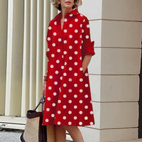 Sexy Autumn New Simple Shirt Dress Casual Solid Color Long Sleeves Fashion Turn-down Collar  Pocket  Dresses