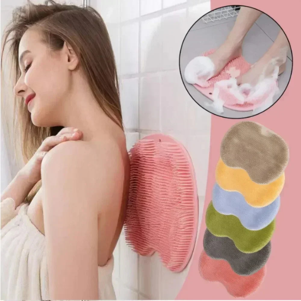 Foot & Back Scrubber Body Shower Brush Reusable Silicone Brush Foot Wash Mat Multifunction Sucker Wall Mat Foot Bathing Tool