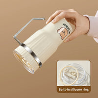 WORTHBUY Cute Bear Plastic Water Cup Large Capacity Water Bottle Travel Leak-proof Tumbler With Lid Portable Milk Coffee Cups