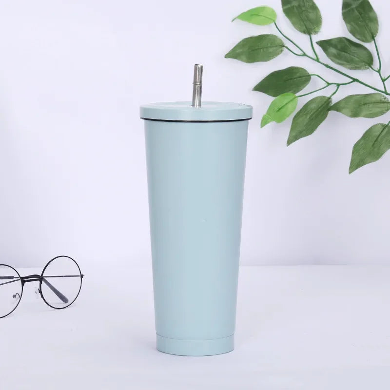 Stainless Steel Insulated Vacuum Drinking Cup with Tumbler Lid and Straw, 500/750ml Beer Mug, Tea Mug, Travel Cup